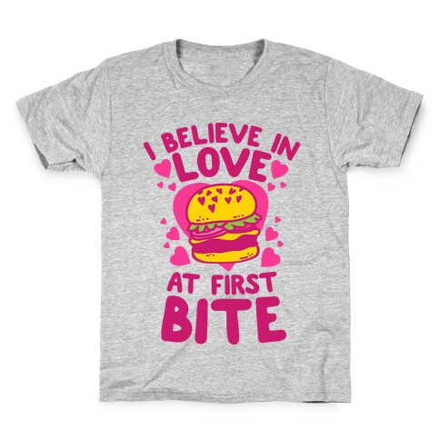 I Believe in Love at First Bite Kids T-Shirt