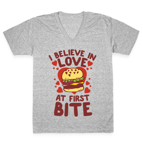 I Believe in Love at First Bite V-Neck Tee Shirt