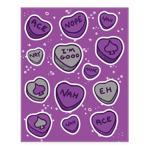 Asexual Conversation Heart  Stickers and Decal Sheet