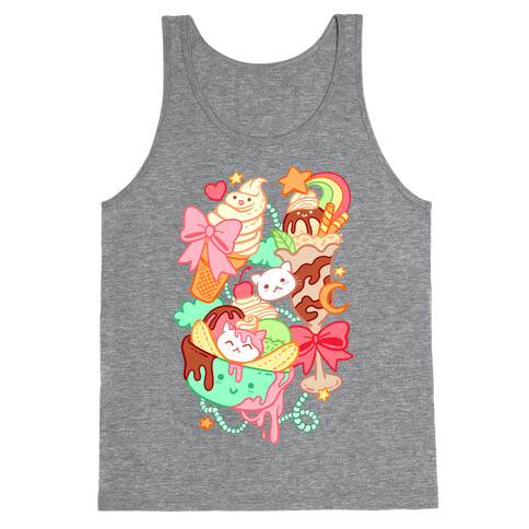 Cute Cat Sundae & Kawaii Ice Cream Tank Top