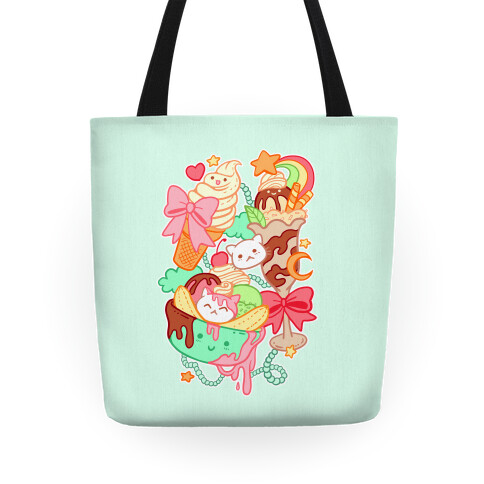 Cute Cat Sundae & Kawaii Ice Cream Tote