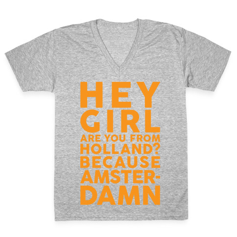 Are You From Holland Because Amster-Damn V-Neck Tee Shirt