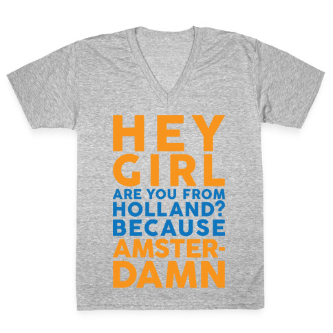 Are You From Holland Because Amster-Damn V-Neck Tee Shirt