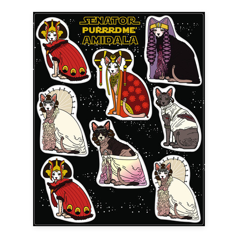 Amidala Cat  Stickers and Decal Sheet