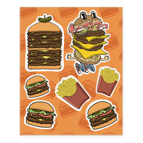 Fast Food Burger  Stickers and Decal Sheet