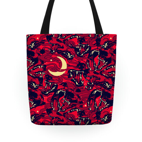 Occult Werewolf Moon Pattern Tote