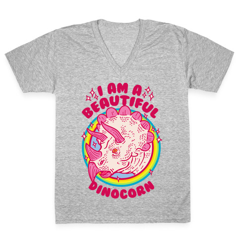 I Am A Beautiful Dinocorn V-Neck Tee Shirt