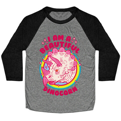 I Am A Beautiful Dinocorn Baseball Tee