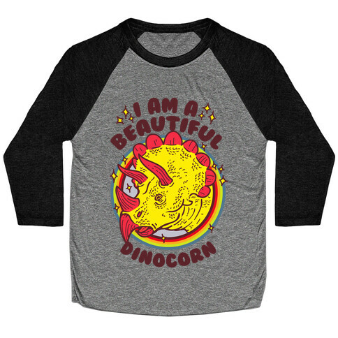 I Am A Beautiful Dinocorn Baseball Tee