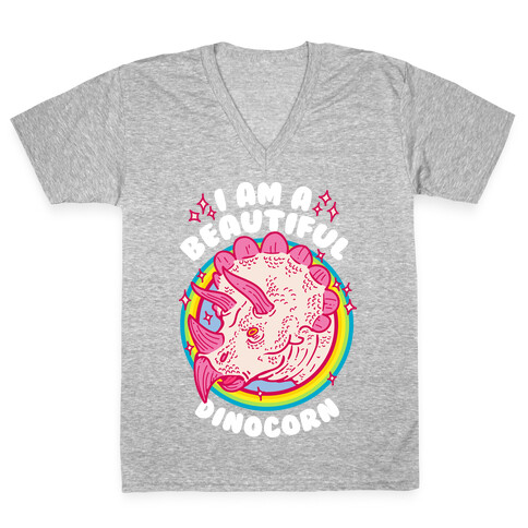 I Am A Beautiful Dinocorn V-Neck Tee Shirt