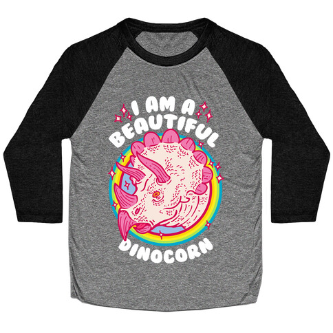 I Am A Beautiful Dinocorn Baseball Tee