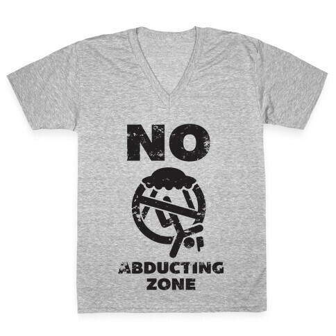 No Abducting Zone (yellow) V-Neck Tee Shirt