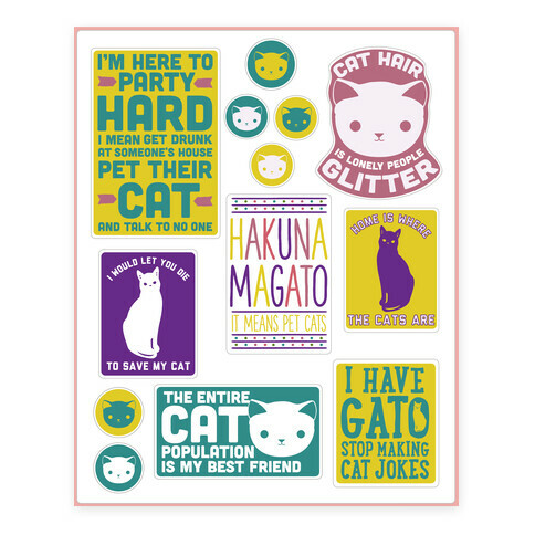 Cat Lover  Stickers and Decal Sheet