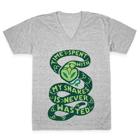 Time Spend With My Snakes Is Never Wasted V-Neck Tee Shirt