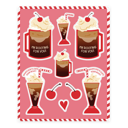 50s Diner Root Beer Floats  Stickers and Decal Sheet