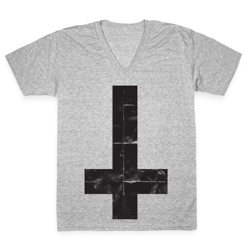 Upside Down Cross (Tank) V-Neck Tee Shirt