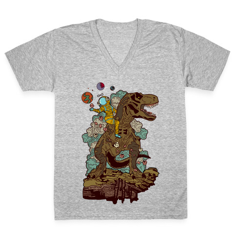 Dinosaur Strength Tarot V-Neck Tee Shirt