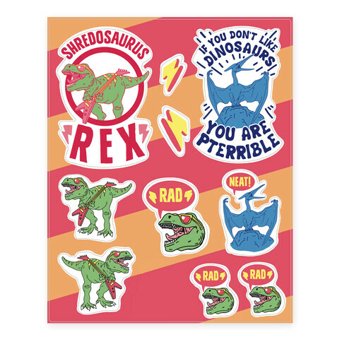 Rad Dinosaur  Stickers and Decal Sheet