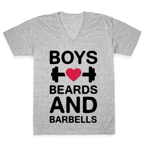 Boys, Beards, And Barbells V-Neck Tee Shirt