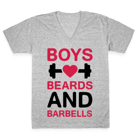 Boys, Beards, And Barbells V-Neck Tee Shirt