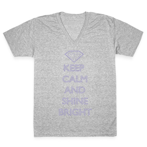 Keep Calm and Shine Bright (Purple) V-Neck Tee Shirt