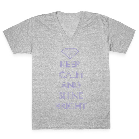 Keep Calm and Shine Bright (White) V-Neck Tee Shirt