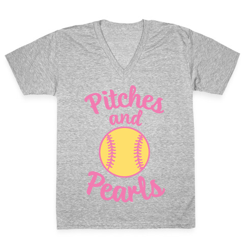 Pitches And Pearls V-Neck Tee Shirt