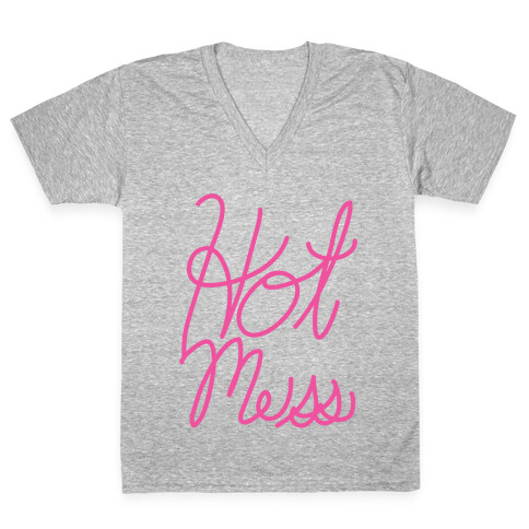 Hot Mess (Script) V-Neck Tee Shirt