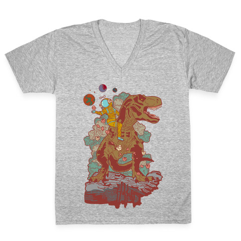 Dinosaur Strength Tarot V-Neck Tee Shirt
