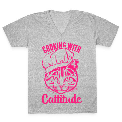 Cooking With Cattitude V-Neck Tee Shirt