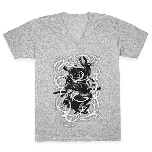 Jackalope In The Woods V-Neck Tee Shirt