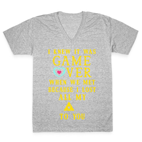 Game Over I Lost All My Hearts To You V-Neck Tee Shirt