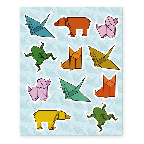 Origami Animal  Stickers and Decal Sheet