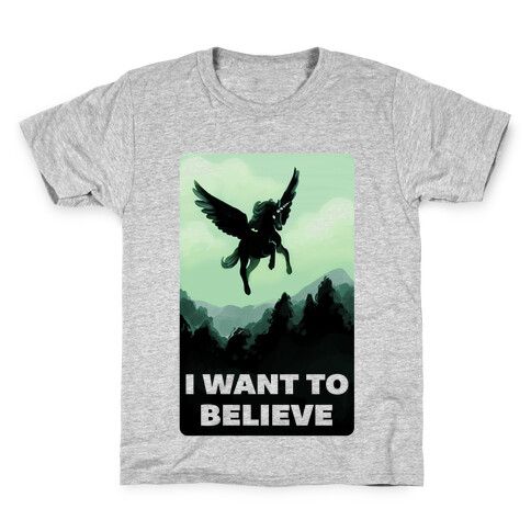 Winged Unicorn: I Want To Believe Parody Kids T-Shirt