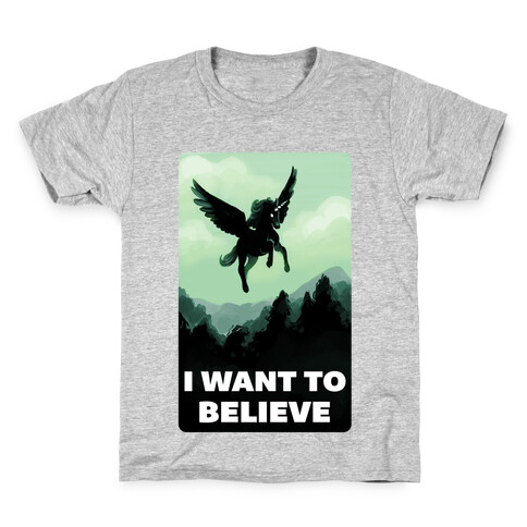 Winged Unicorn: I Want To Believe Parody Kids T-Shirt