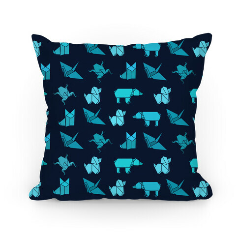 Blue Origami Animal Pattern Pillow