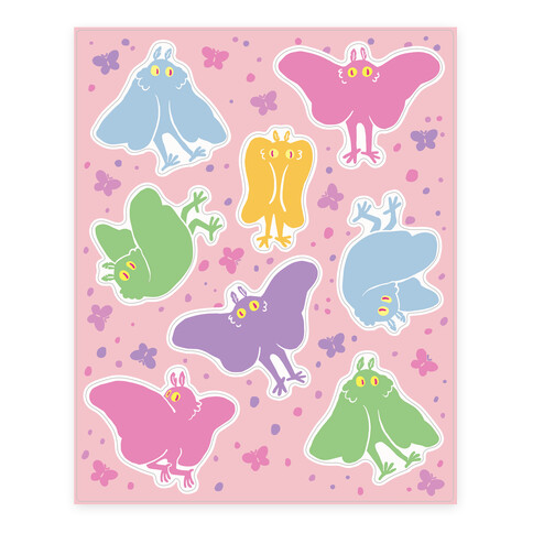 Cute Pastel Mothman  Stickers and Decal Sheet