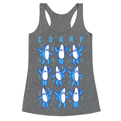 IDGAF Dancing Shark Pattern Racerback Tank Top