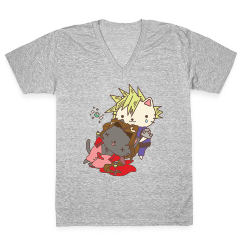 Final Cat Fantasy V-Neck Tee Shirt