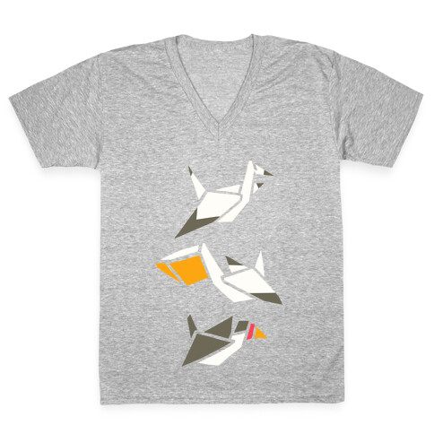 Nautical Origami Seabirds V-Neck Tee Shirt