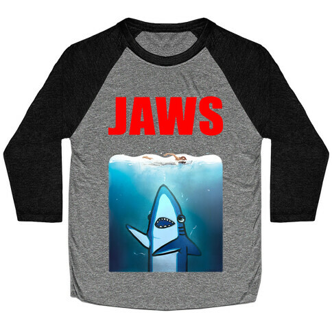 Left Shark Jaws Parody Baseball Tee