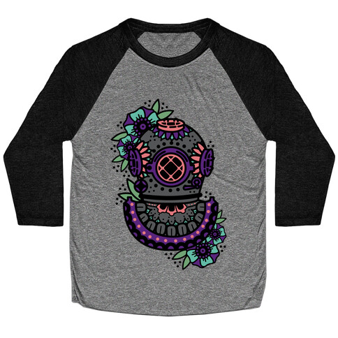 Floral Diving Helmet Baseball Tee