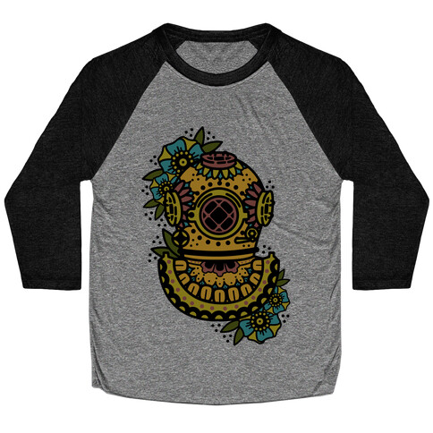 Floral Diving Helmet Baseball Tee