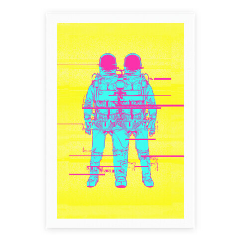 Twin Astronaut Glitch Poster