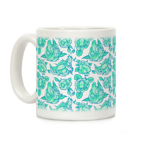 Floral Penis Teal Coffee Mug