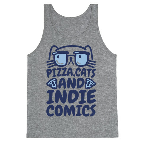 Pizza, Cats and Indie Comics Tank Top