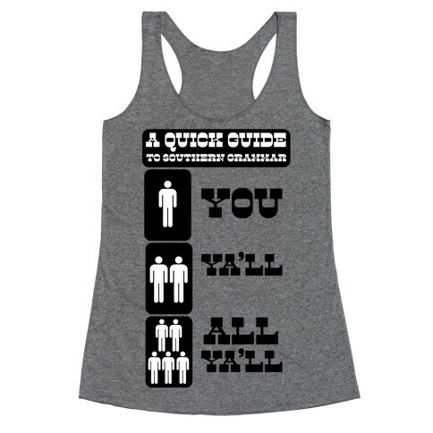 A Quick Guide to Southern Grammar (Tank) Racerback Tank Top