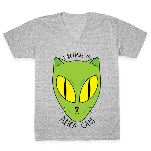 I Believe In Alien Cats V-Neck Tee Shirt