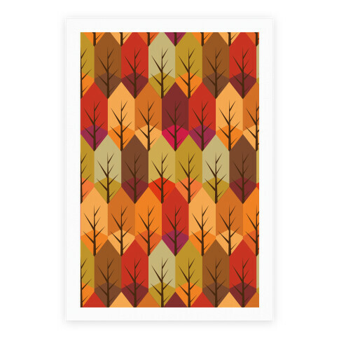 Geometric Fall Leaf Pattern Poster