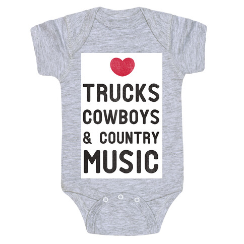 Trucks Cowboys & Country ( Baseball Tee) Baby One-Piece